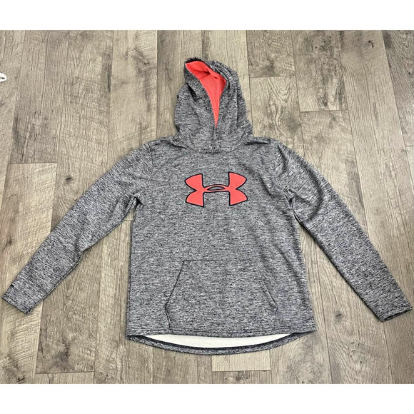 Under Armour ColdGear Women's MD Loose Gray Orange Hoodie - Picture 1 of 7